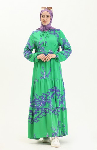 Printed Viscose Dress 7979-02 Green Saxe 7979-02