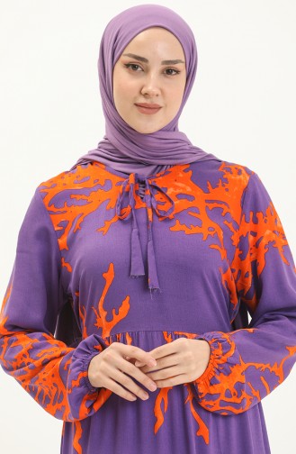 Printed Viscose Dress 7979-04 Purple Orange 7979-04