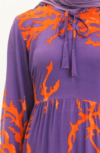 Printed Viscose Dress 7979-04 Purple Orange 7979-04