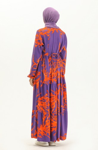 Printed Viscose Dress 7979-04 Purple Orange 7979-04