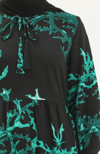 Printed Viscose Dress 7979-05 Black Mint 7979-05