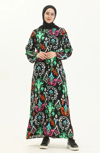 Robe Viscose Manches Longues 8899-01 Noir 8899-01
