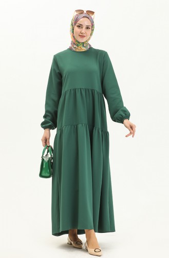 Shirred Dress 1844-07 Emerald Green 1844-07