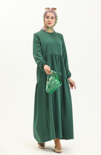 Shirred Dress 1844-07 Emerald Green 1844-07