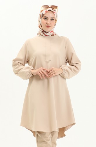 Hidden Button Tunic 1842-05 Beige 1842-05