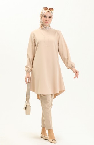 Hidden Button Tunic 1842-17 Dark Cream 1842-17