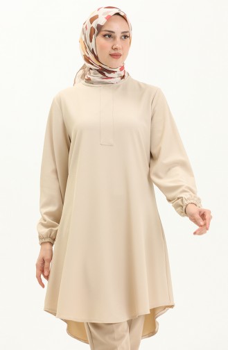 Hidden Button Tunic 1842C-01 Cream 1842C-01