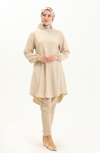 Hidden Button Tunic 1842C-01 Cream 1842C-01