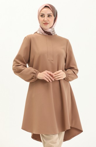 Hidden Placket Plain Tunic 1848-03 Brown 1848-03