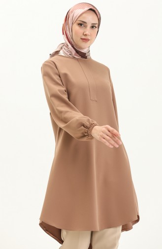 Hidden Placket Plain Tunic 1848-03 Brown 1848-03