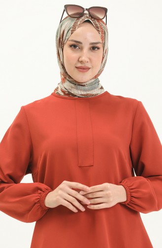 Patlı Düz Tunik 1848-06 Kiremit