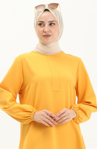 Hidden Placket Plain Tunic 1848-07 Mustard 1848-07