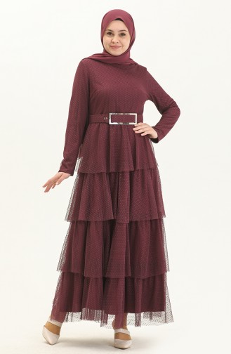 Plum Hijab Evening Dress 2670