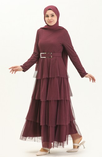 Plum Hijab Evening Dress 2670