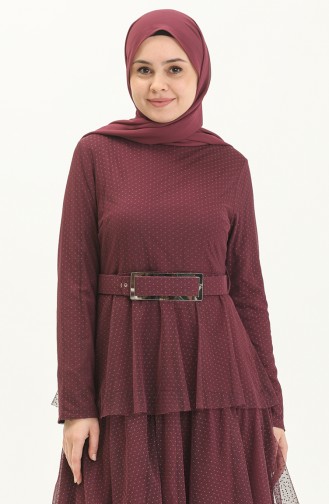 Plum Hijab Evening Dress 2670