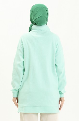 Dik Yaka Fermuarlı Mint Basic Sweatshirt 10386 03 Mint