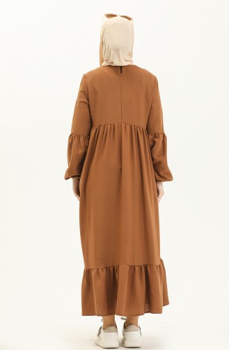 Balloon Sleeve Dress 1843-01 Brick Red 1843-01