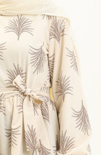 Robe Ceinturée à Motifs 0333-01 Beige 0333-01