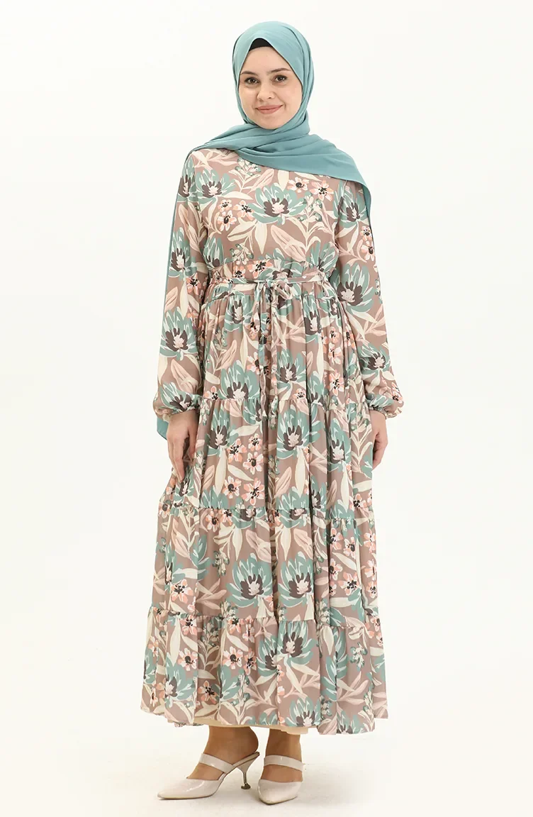 فستان مطوي منقوش  5950-02 فيزون 5950-02