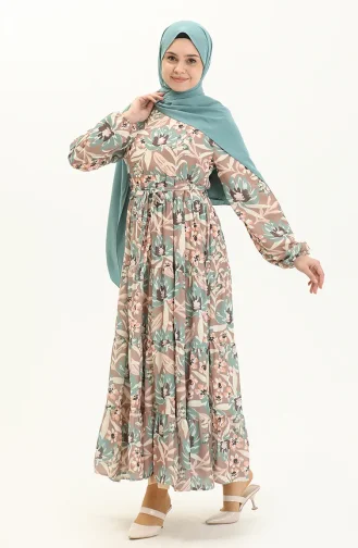 فستان مطوي منقوش 5950-02 فيزون 5950-02
