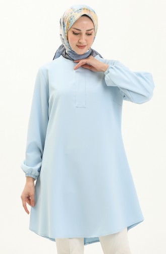 Hidden Placket Plain Tunic 1848-04 Baby Blue 1848-04