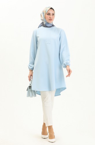 Hidden Placket Plain Tunic 1848-04 Baby Blue 1848-04