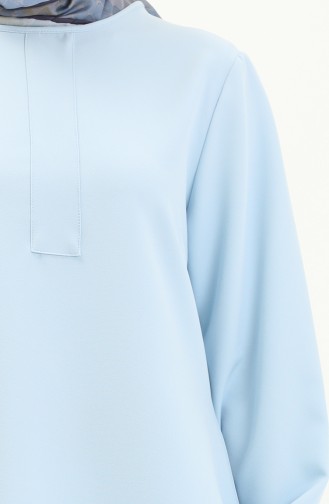 Hidden Placket Plain Tunic 1848-04 Baby Blue 1848-04