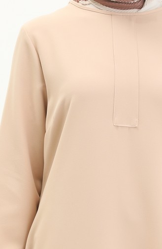 Hidden Placket Plain Tunic 1848-08 Beige 1848-08