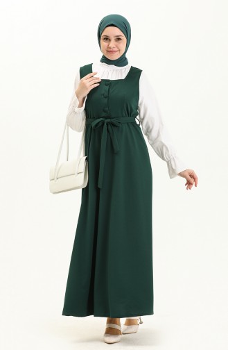 Belted Gilet Dress 7130A-01 Emerald Green 7130A-01