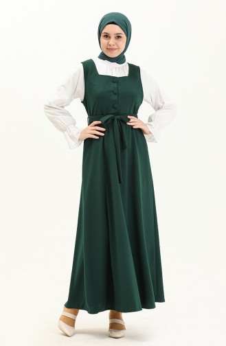 Belted Gilet Dress 7130A-01 Emerald Green 7130A-01