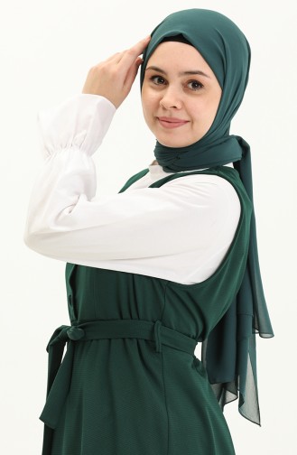 Robe Gilet Sans Manches Avec Ceinture 7130A-01 Vert émeraude 7130A-01