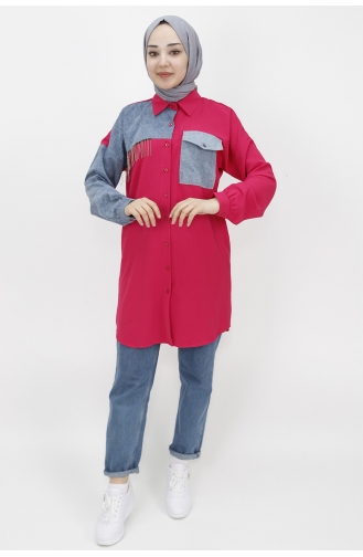 Aerobin Kumaş Zincirli Tunik Gömlek 10073-02 Fuşya