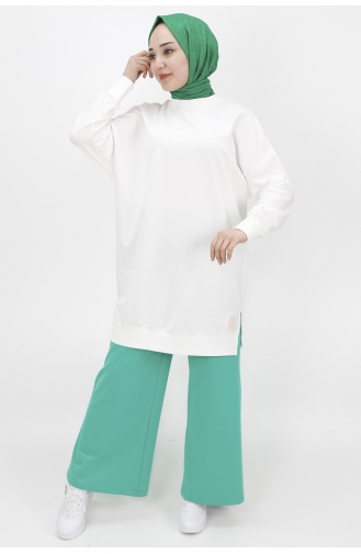 İki İplik Kumaş Basic Tunik Sweat 30644-02 Ekru