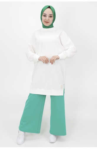 İki İplik Kumaş Basic Tunik Sweat 30644-02 Ekru