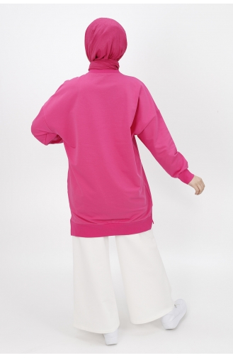 İki İplik Kumaş Basic Tunik Sweat 30644-05 Fuşya