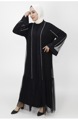 Schwarz Hijab-Abendkleider 3014-01