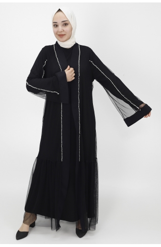 Schwarz Hijab-Abendkleider 3014-01