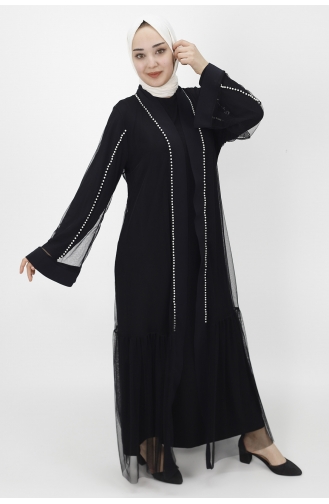 Schwarz Hijab-Abendkleider 3014-01