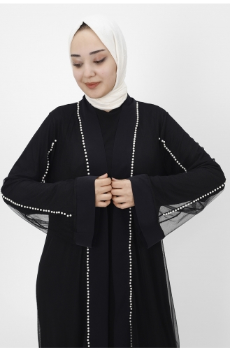 Schwarz Hijab-Abendkleider 3014-01