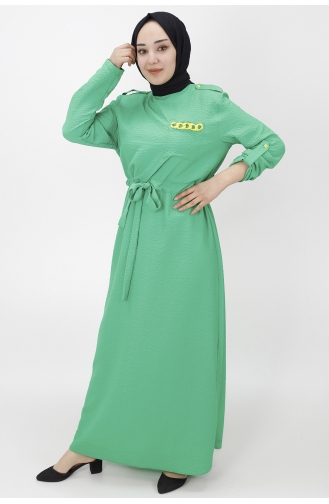 Grün Hijab Kleider 1021-02