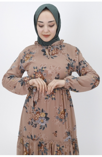 Beige Hijab Dress 401-04