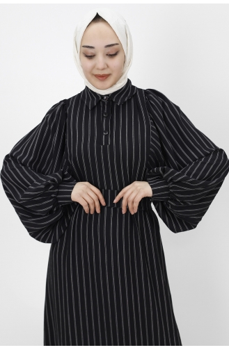 Schwarz Hijab Kleider 1027-02