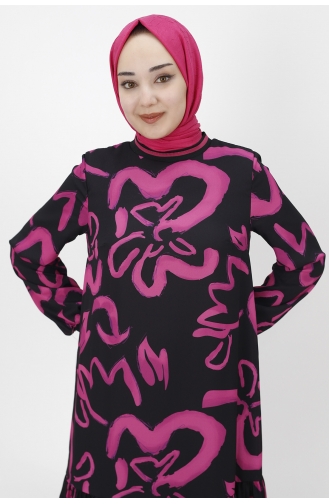Schwarz Hijab Kleider 12437-02