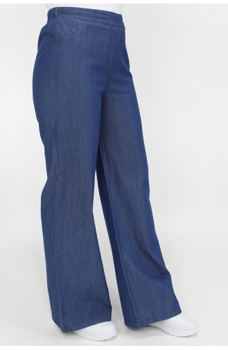 Geniş Paça Kot Pantolon 23035-01 Mavi