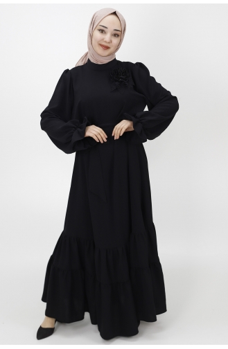 Schwarz Hijab Kleider 1028-01