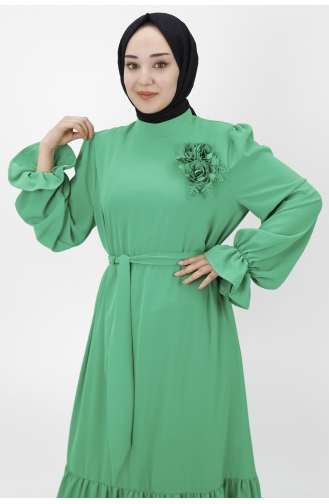 Grün Hijab Kleider 1028-02