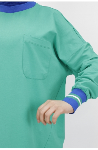 İki İplik Kumaş Lastik Detayli Sweat 10273-03 Yeşil