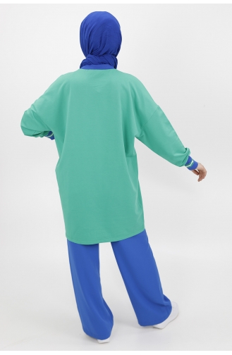 İki İplik Kumaş Lastik Detayli Sweat 10273-03 Yeşil