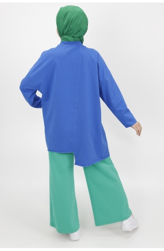 İki İplik Kumaş Rozet Detayli Tunik Sweat 10238-04 İndigo