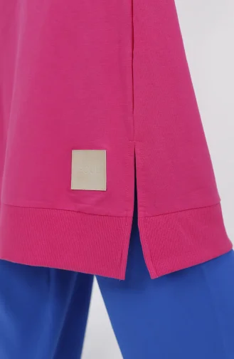 İki İplik Kumaş Uzun Basic Sweat 30645-01 Fuşya